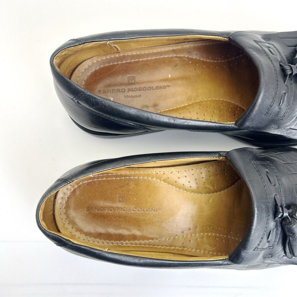 Sandro Moscoloni Vineyard Loafers Mens Sz 9 D Black Wingtip Kiltie Tassel 8101 - Picture 6 of 9